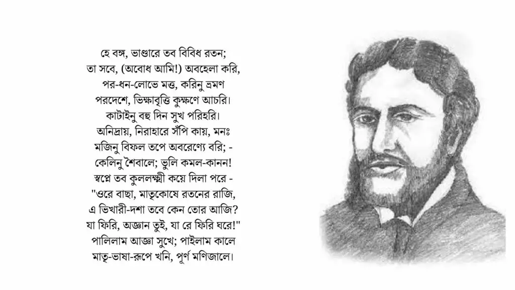 বঙ্গভাষা কবিতার সারমর্ম ও বিষয়বস্তু - Bongo Bhasha Poem Summary in Bengali